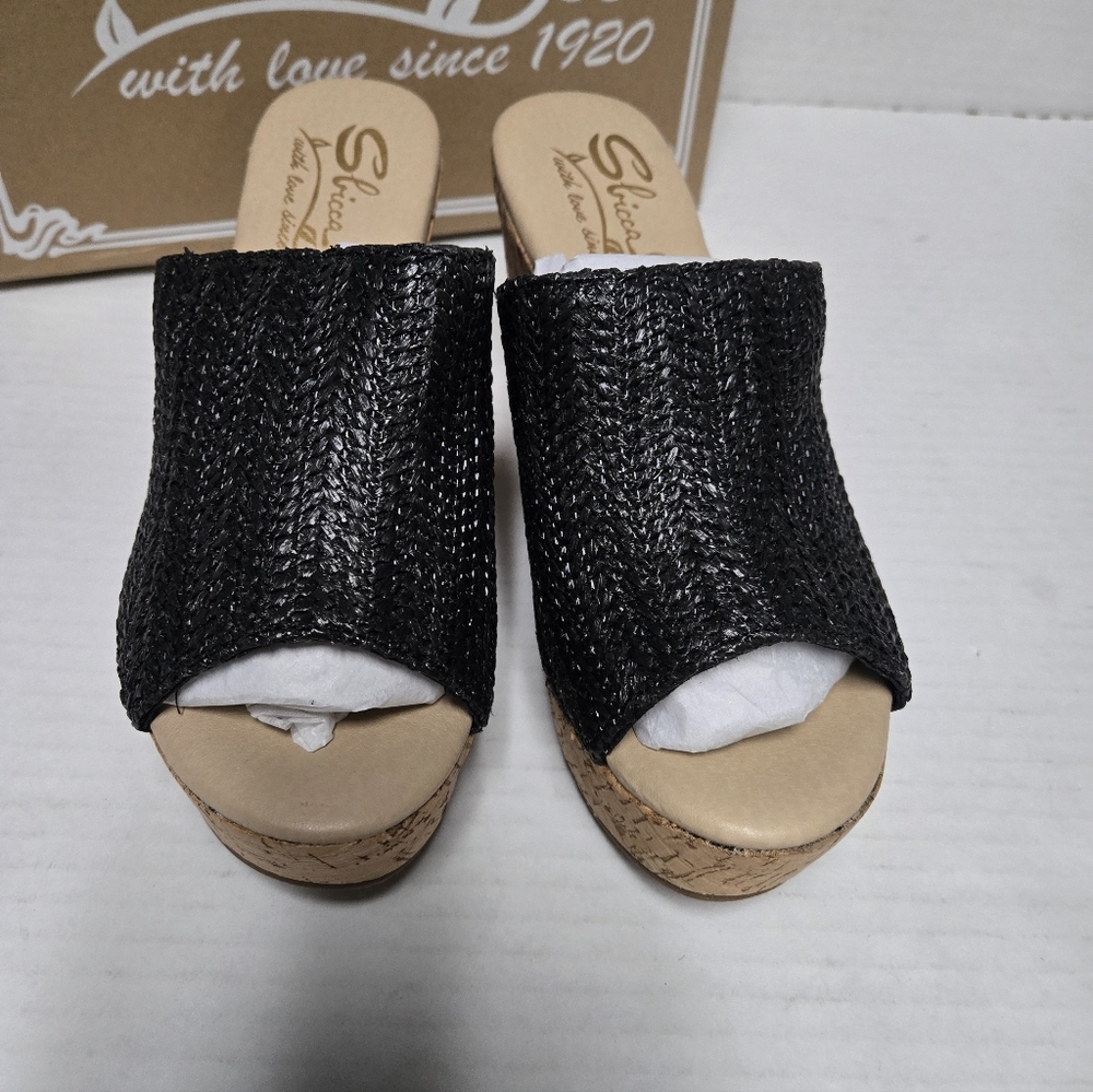 Sbicca Denali Wedge Sandals Black US Women’s Size 8 NIB slip On, Open Toe, Cork - Picture 2 of 12